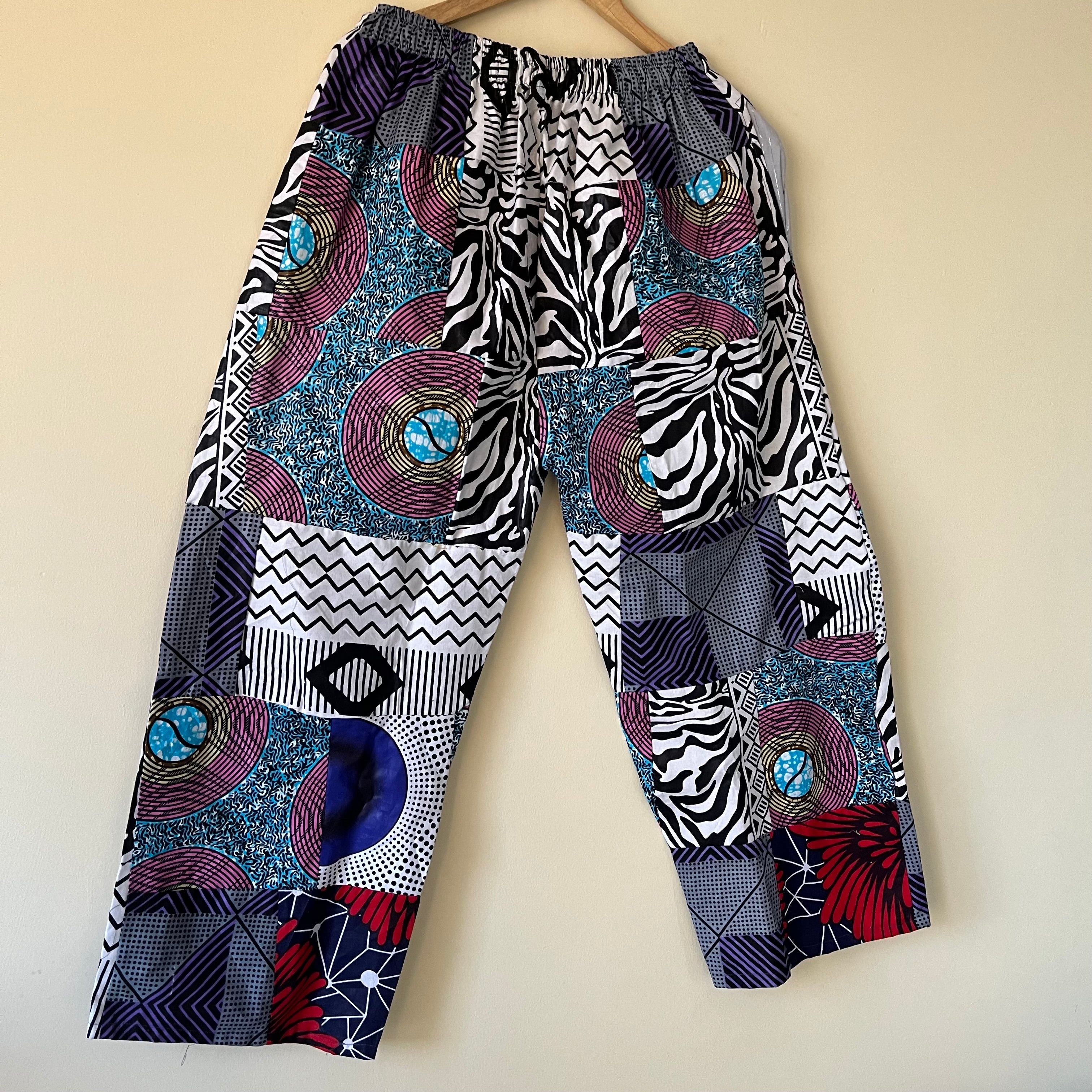Cotton Patchwork Pants - B&W (Palazzo Style)