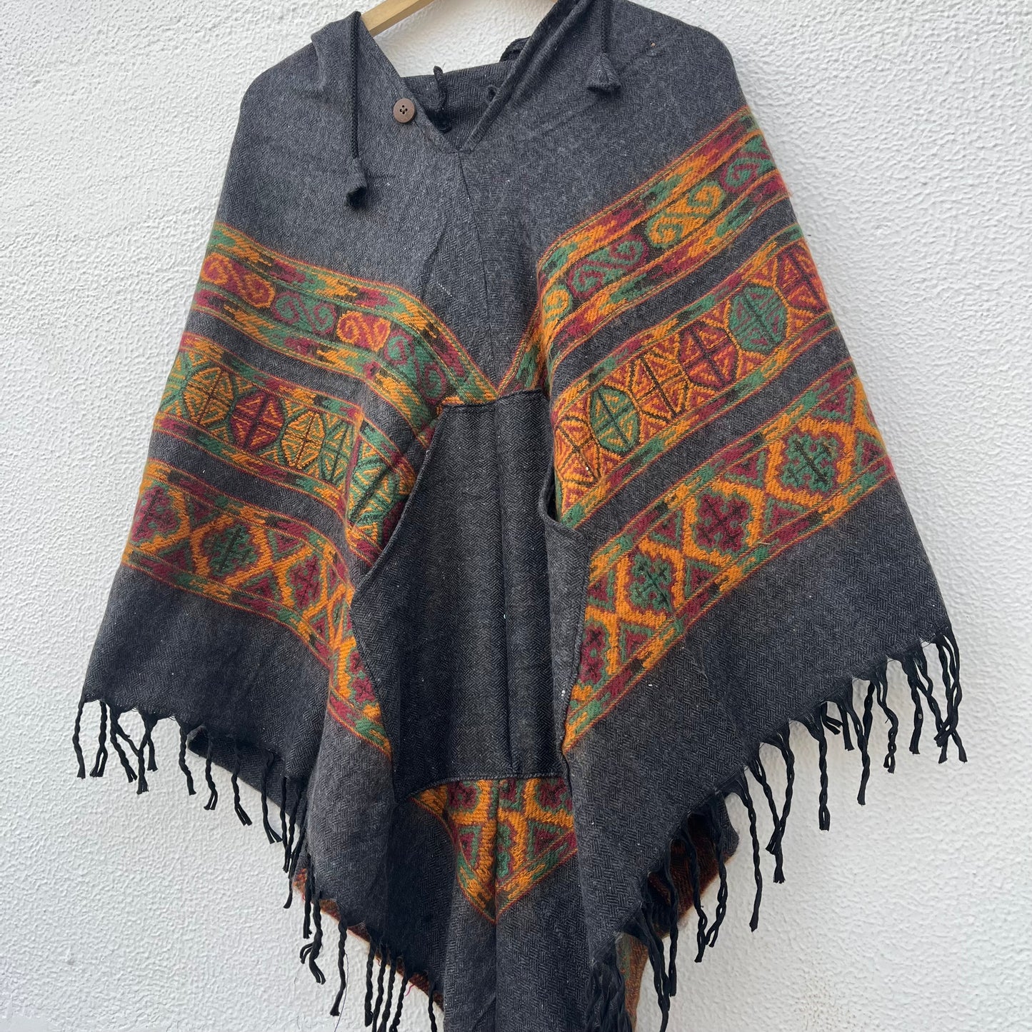 Pahadi Poncho 3 Patti with Hood - Charcoal