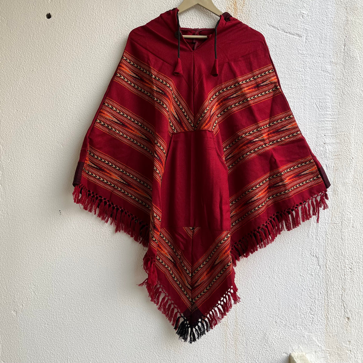 Pahadi Poncho 3 Patti with Hood - Maroon