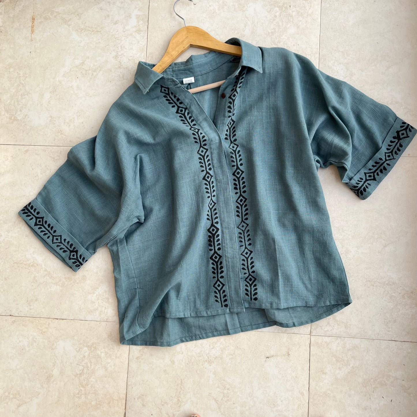 Rahgir Cotton Unisex Shirt - Dusty teal