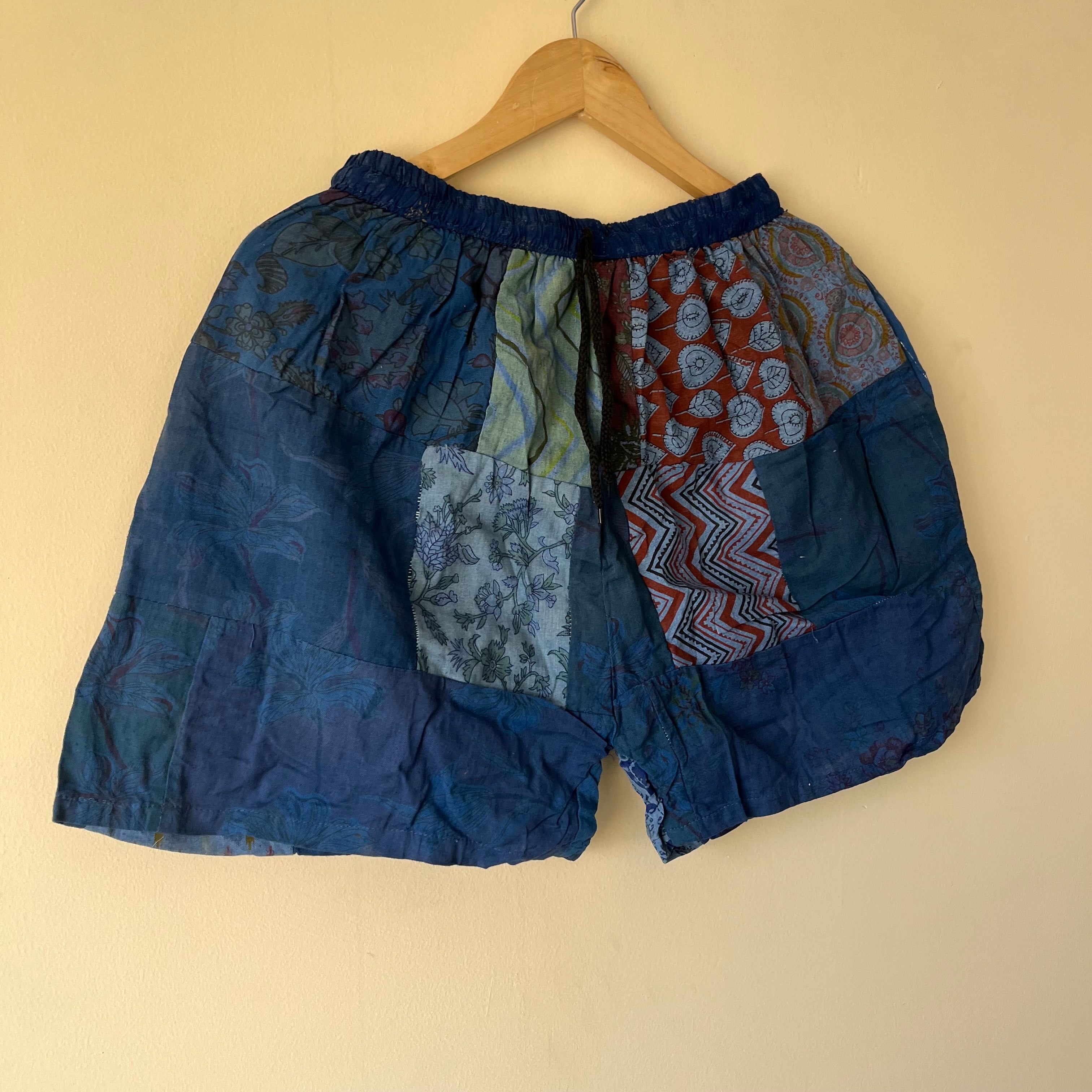 Patchwork Shorts -Blue
