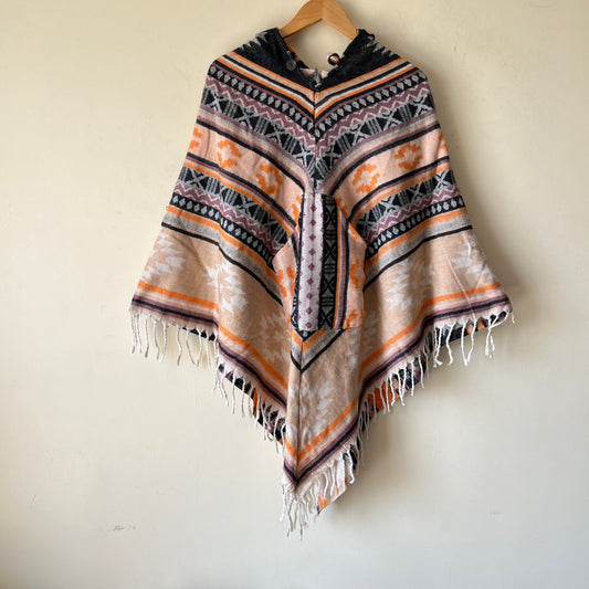 Pahadi Printed Poncho With Hood