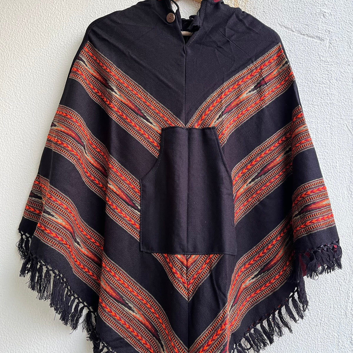 Pahadi Poncho 3 Patti with Hood - Black