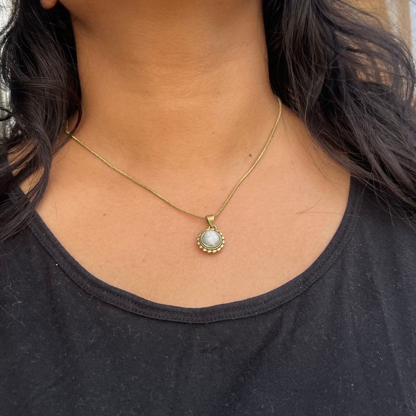 Moon Stone Pendant & Chain