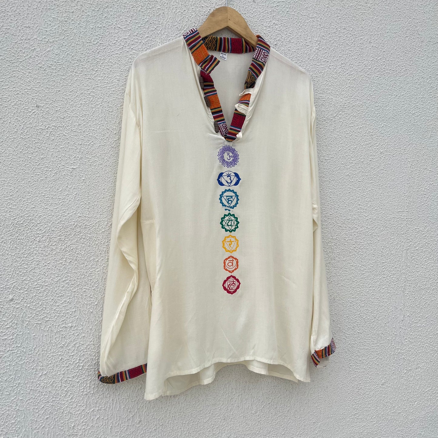 7 Chakra Kurta - Cream (Mulicolour Chakra)
