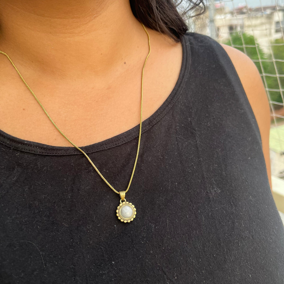 Moon Stone Pendant & Chain