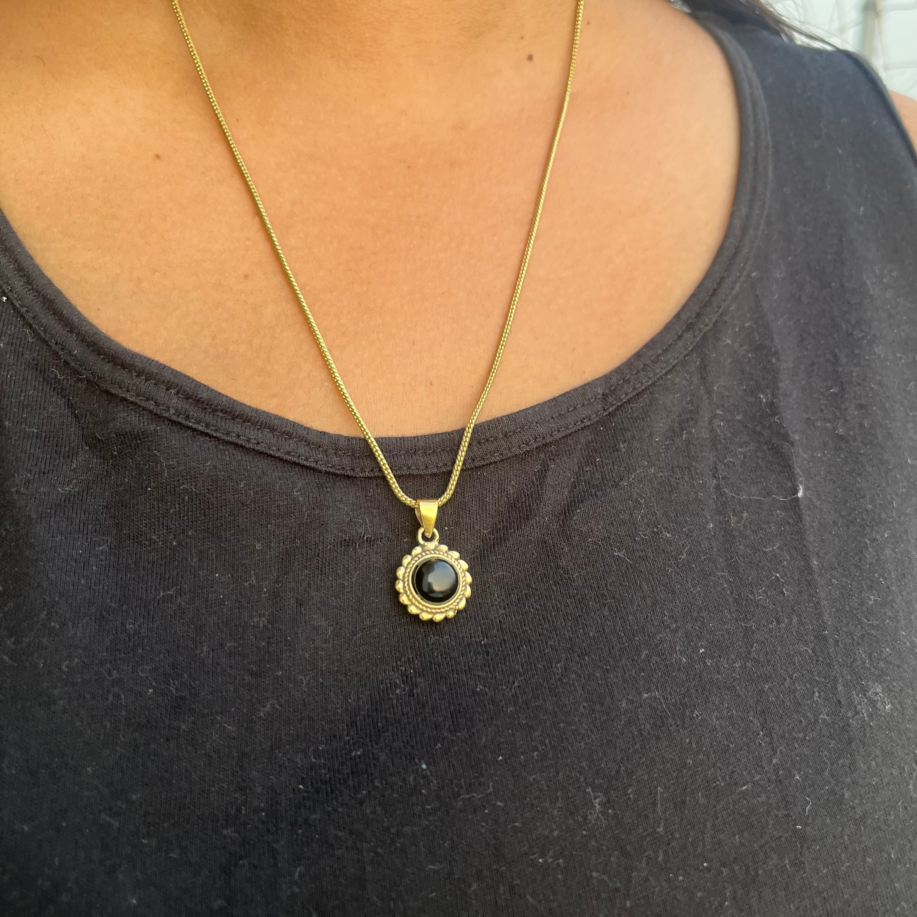 Black Stone Pendant & Chain