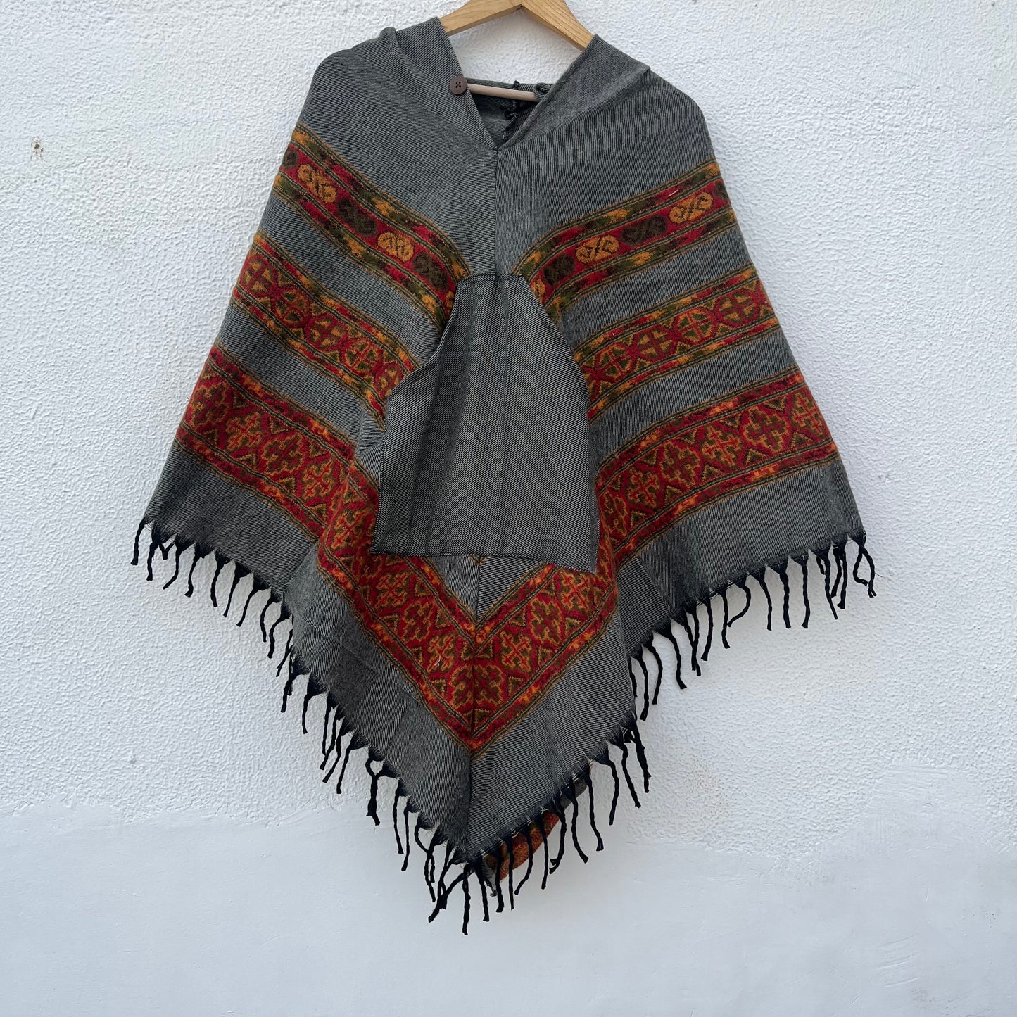 Pahadi Poncho 3 Patti with Hood - Grey