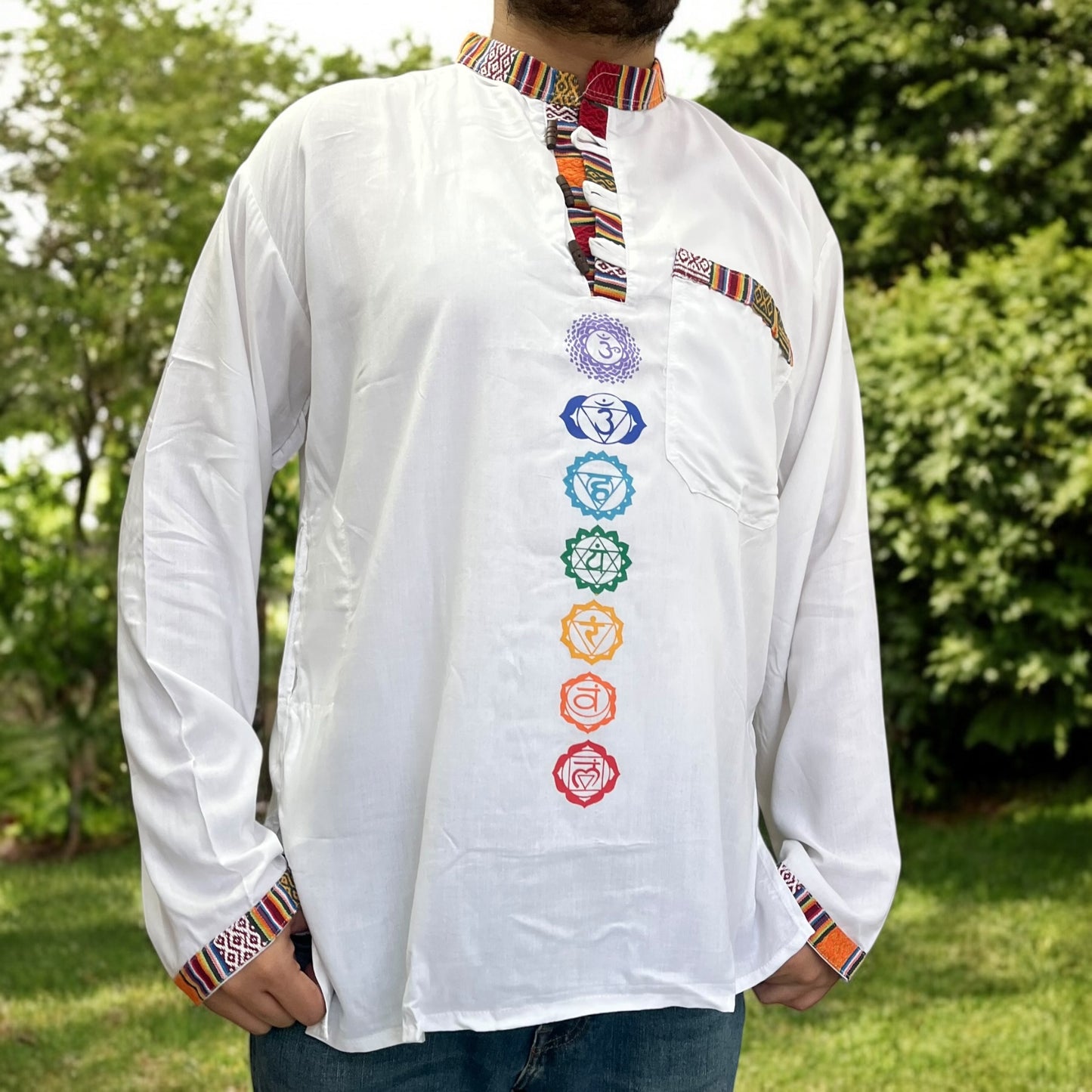 7 Chakra Kurta - White with Pocket