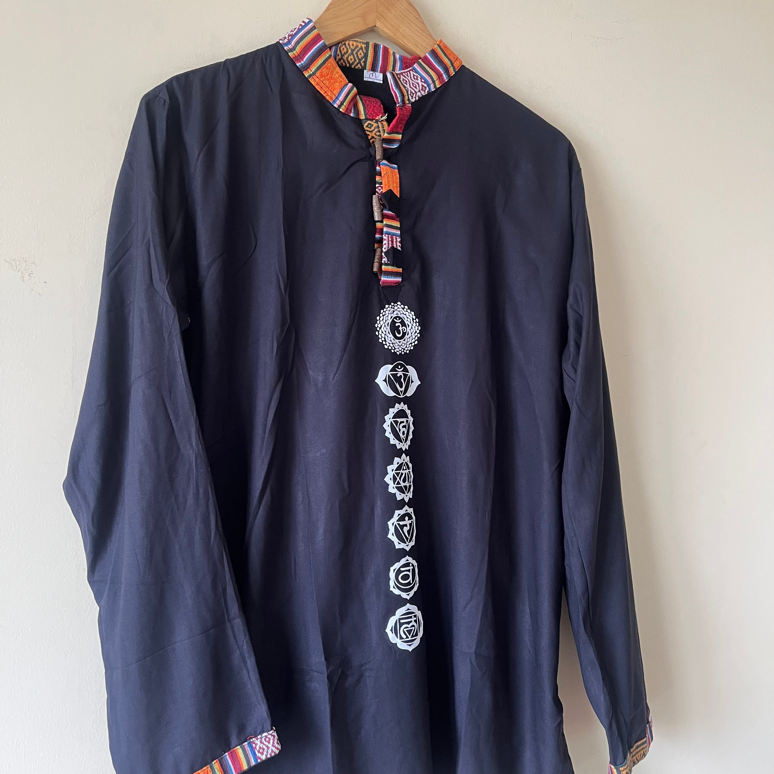 7 Chakra Kurta -Black (White Chakra)