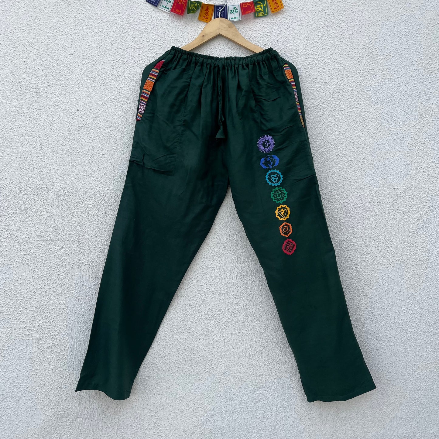 7 Chakra Pants - Dark Green (Multicolour)