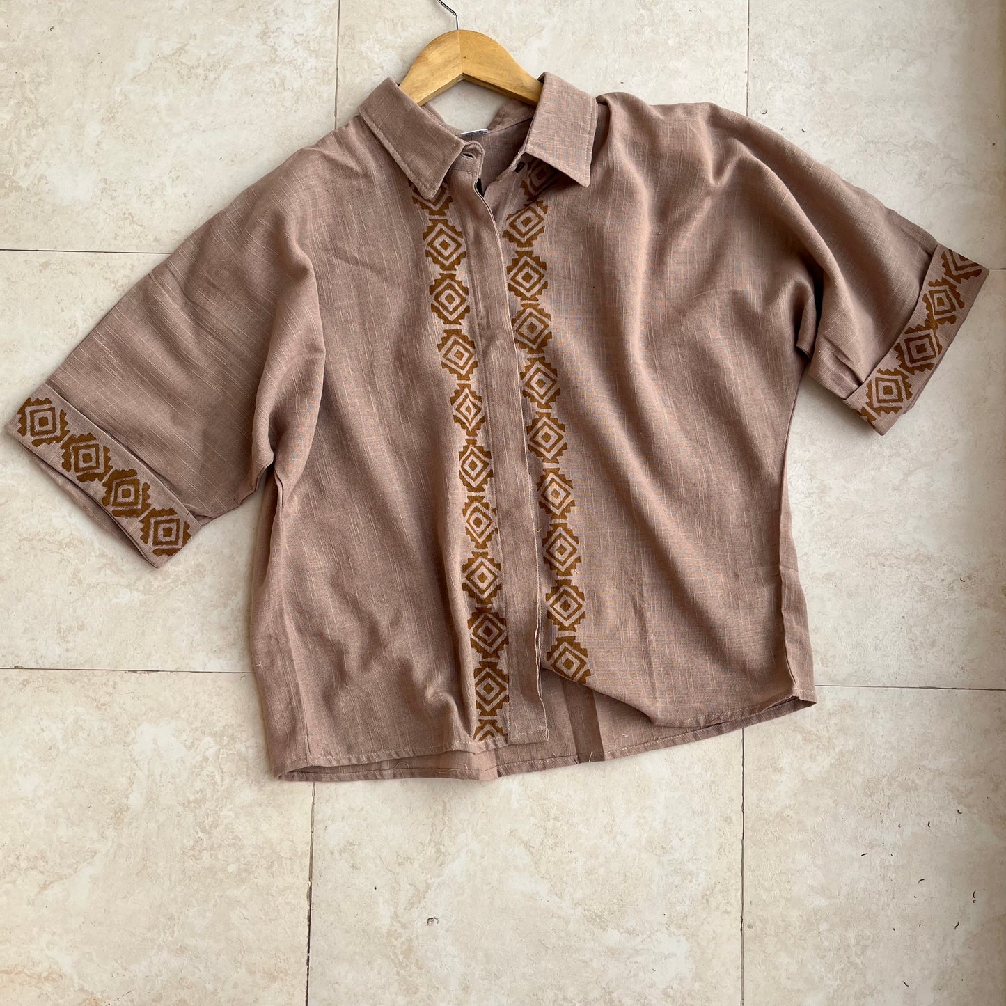 Rahgir Cotton Unisex Shirt - Light Sand