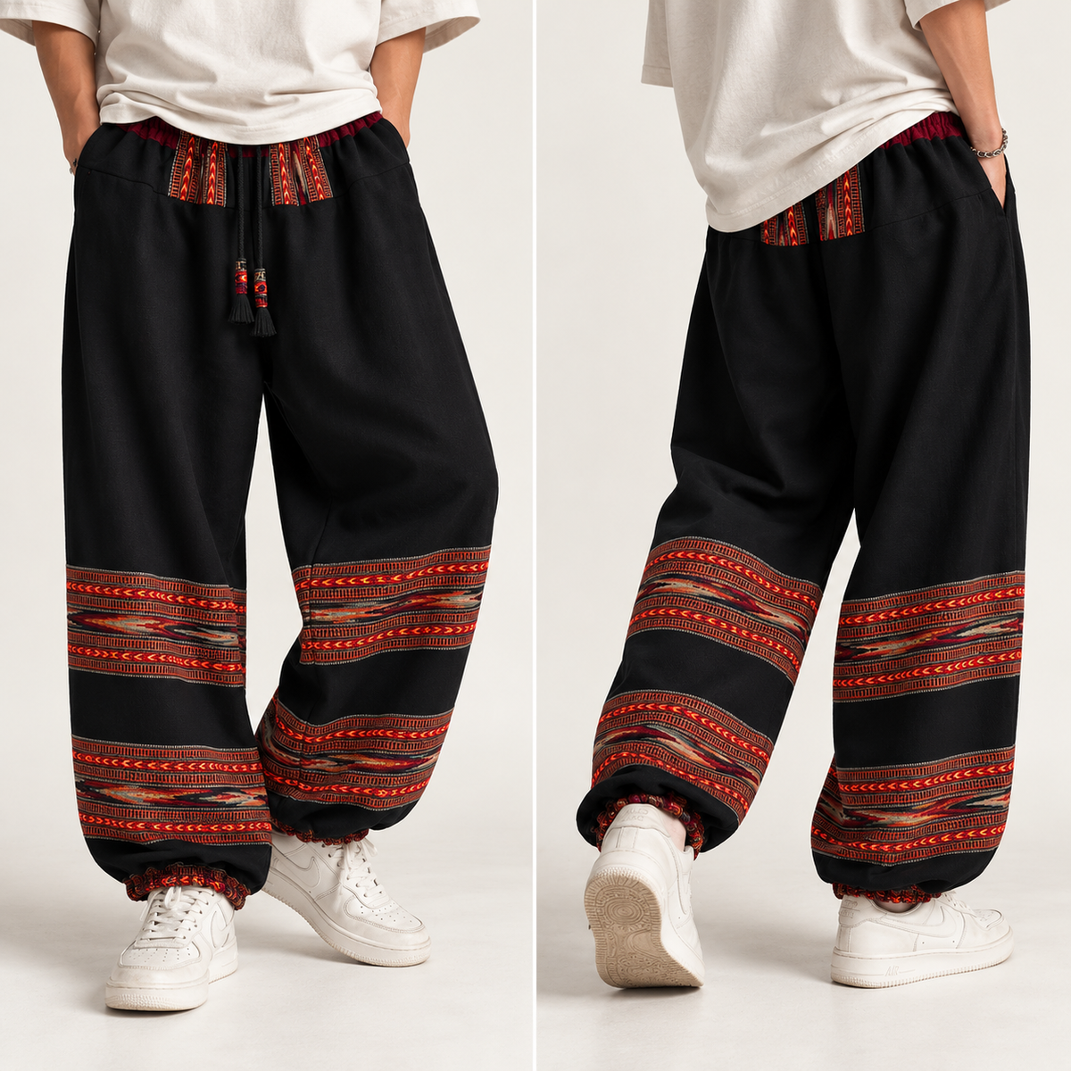 Woollen Kullu 3 Patti Pants- Black