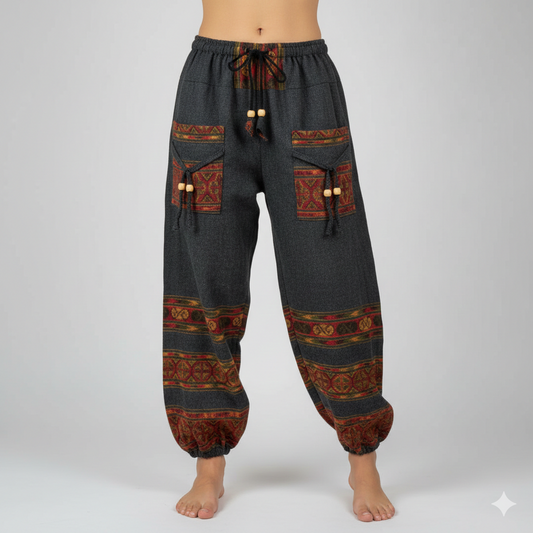 Woollen Kullu 3 Patti Pants- Charcoal