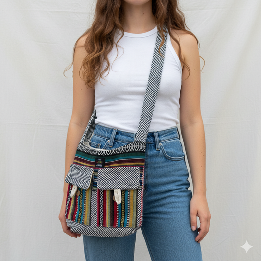 Small Hemp Jhola - Multicolor