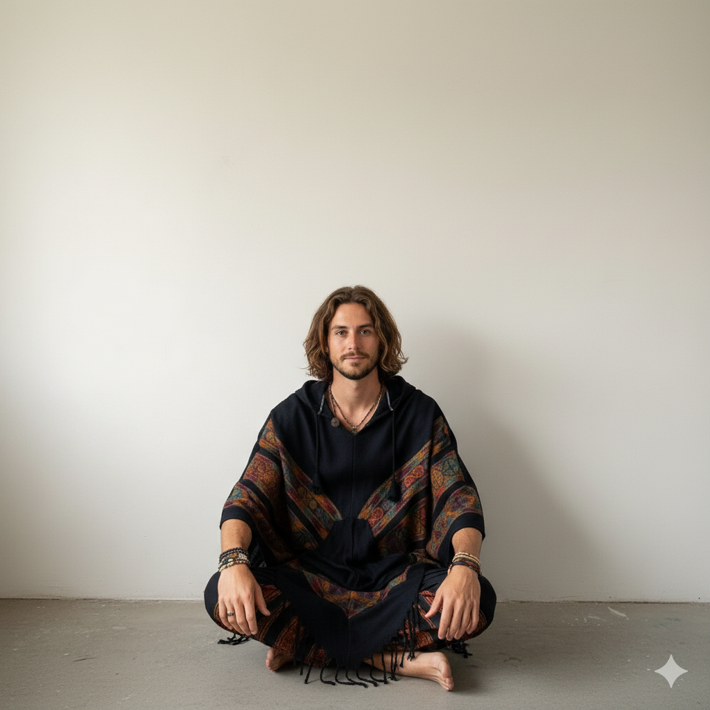 Combo Set - 3 Patti Poncho + 3 Patti Pants (Black)
