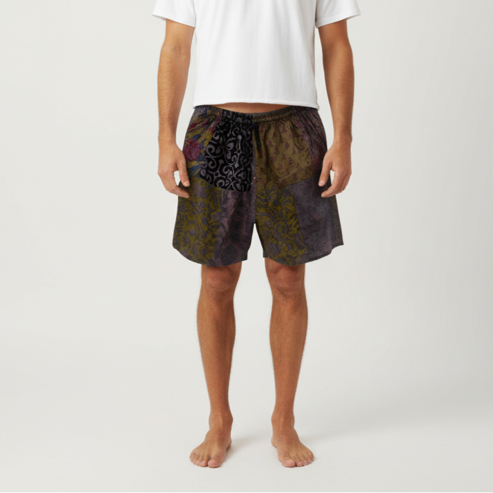 Patchwork Shorts - Wine