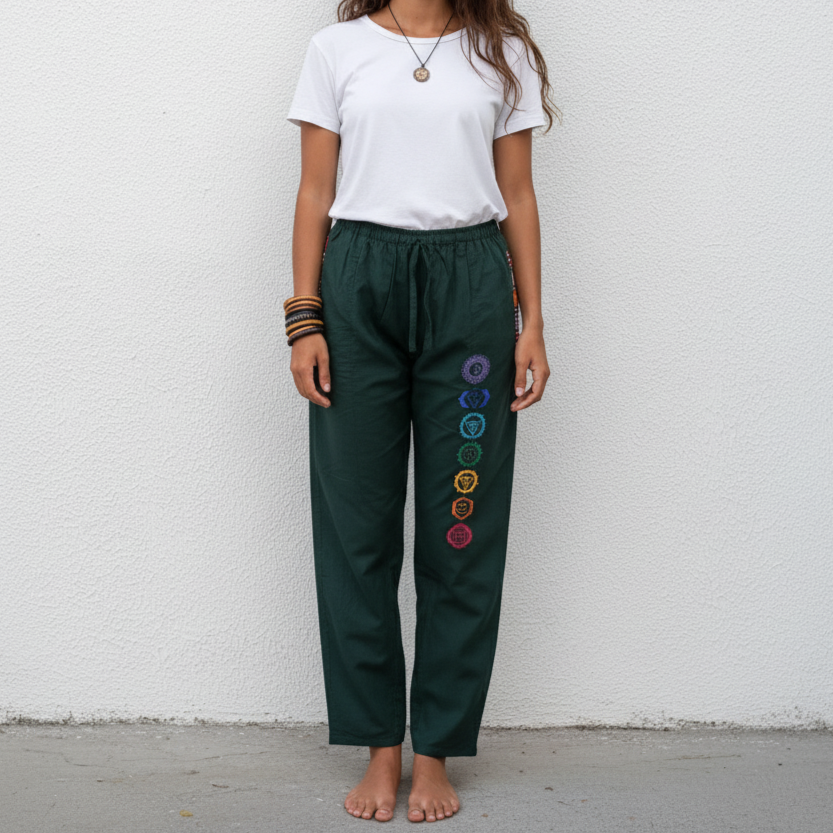 7 Chakra Pants - Dark Green (Multicolour)