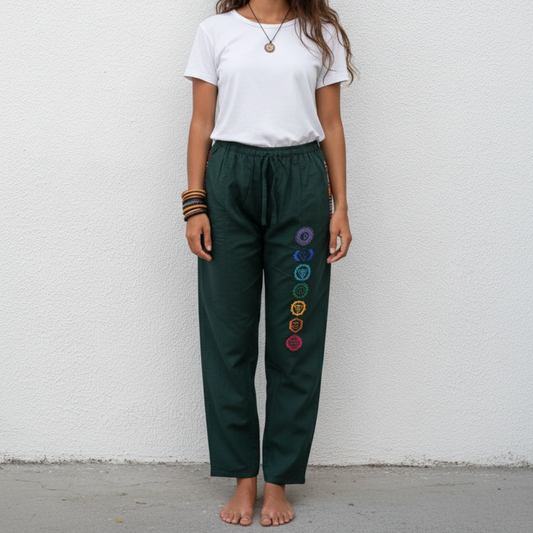 7 Chakra Pants - Dark Green (Multicolour)