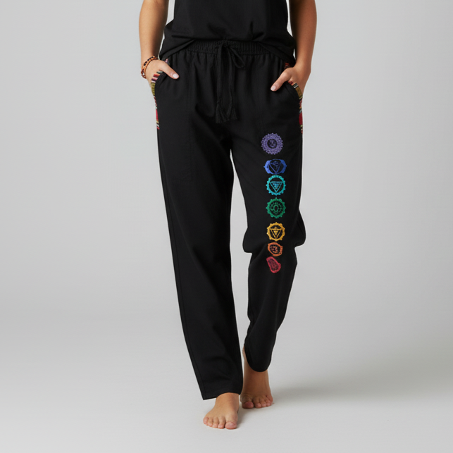 7 Chakra Pants - Black (Multicolour)