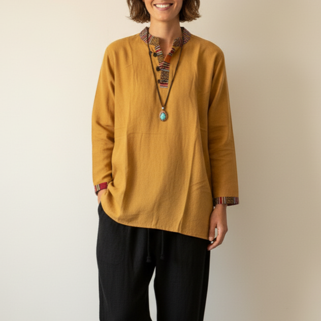 Nepali Kurta - Golden