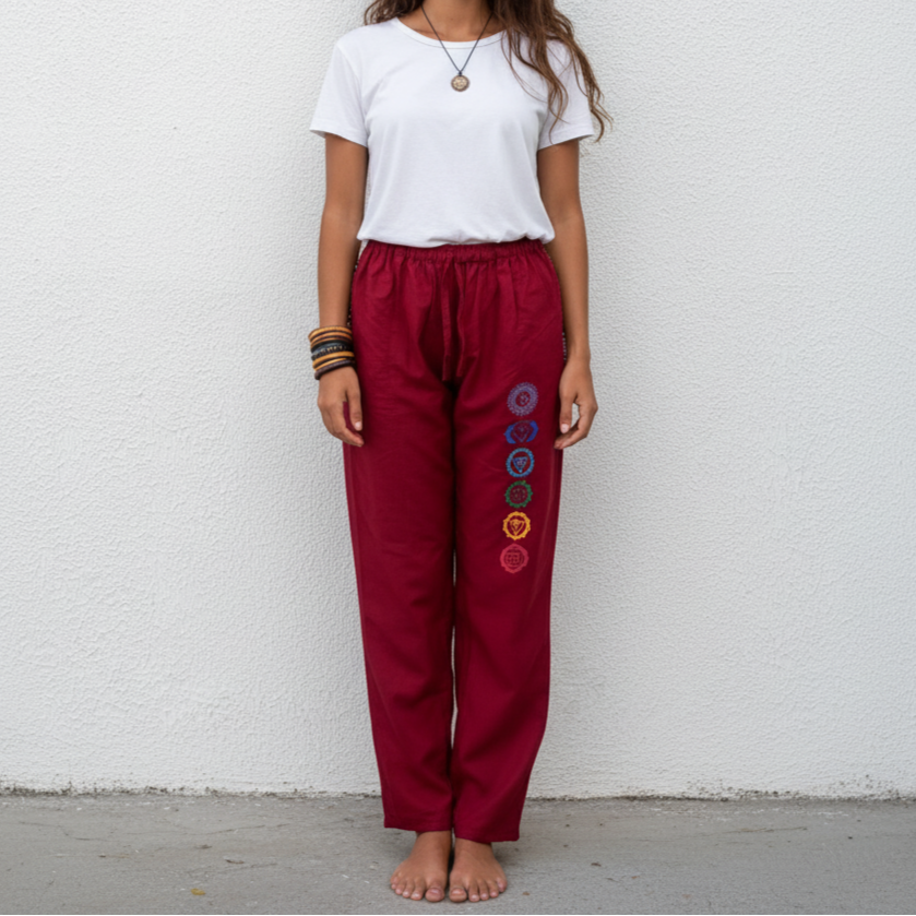 7 Chakra Pants - Maroon (Multicolour)