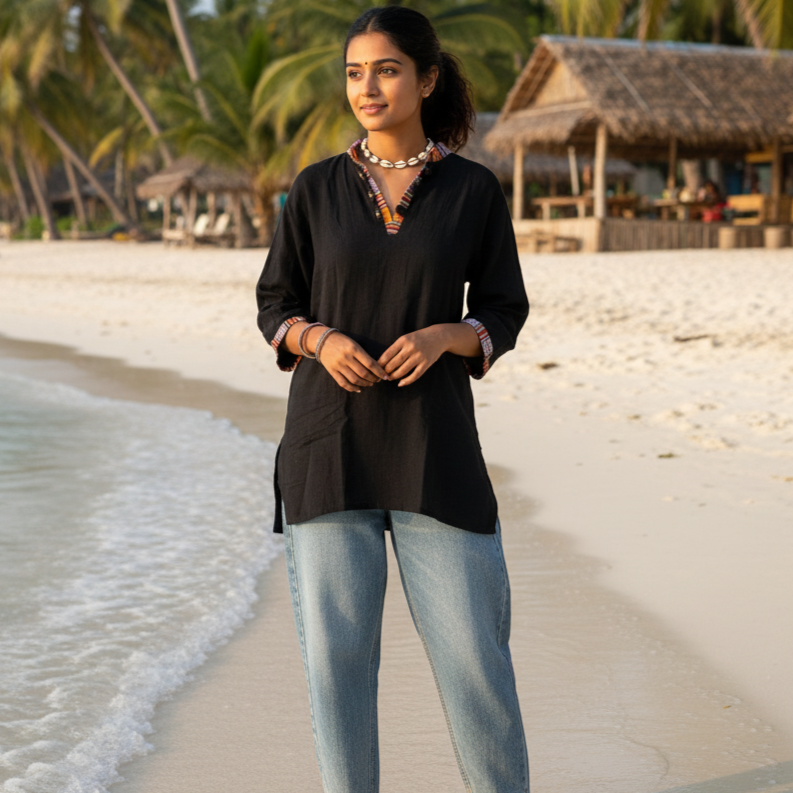 Nepali Kurta - Black