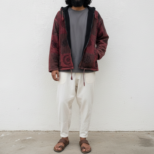 Pahadi Nepali Jacket - Vintage Wine