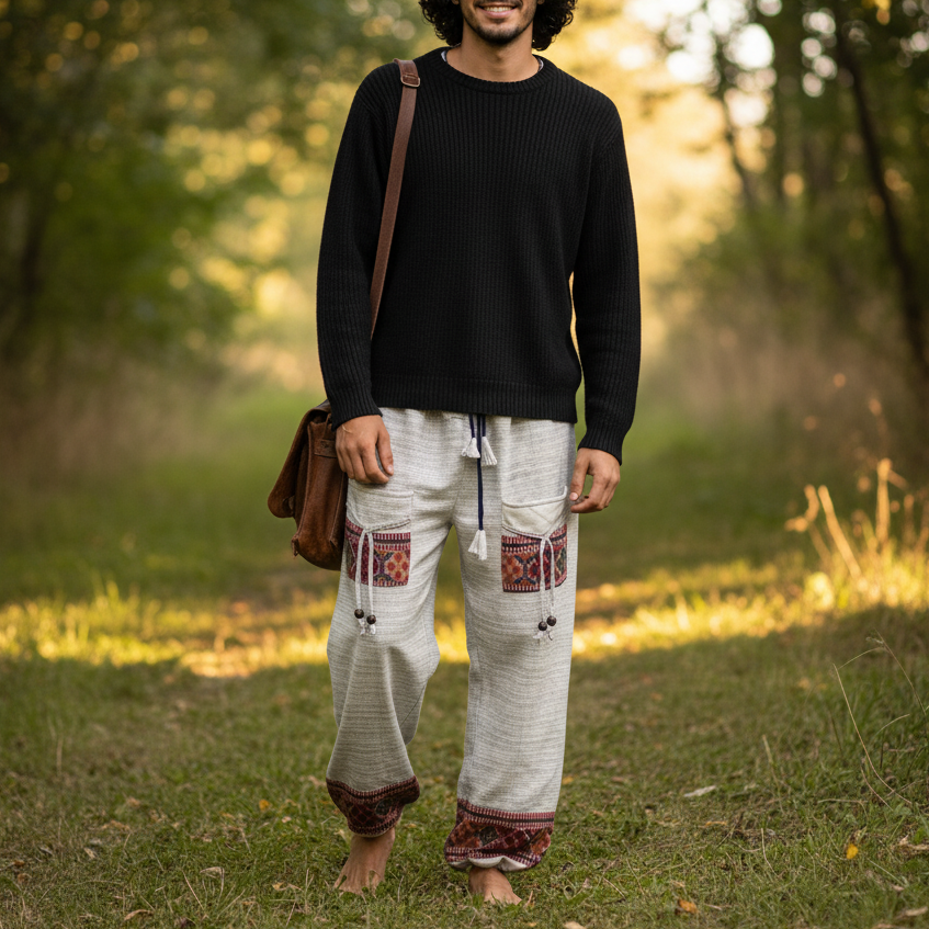 Combo Set - Hoddie + Woollen Pants (Mix Colour + Cream)