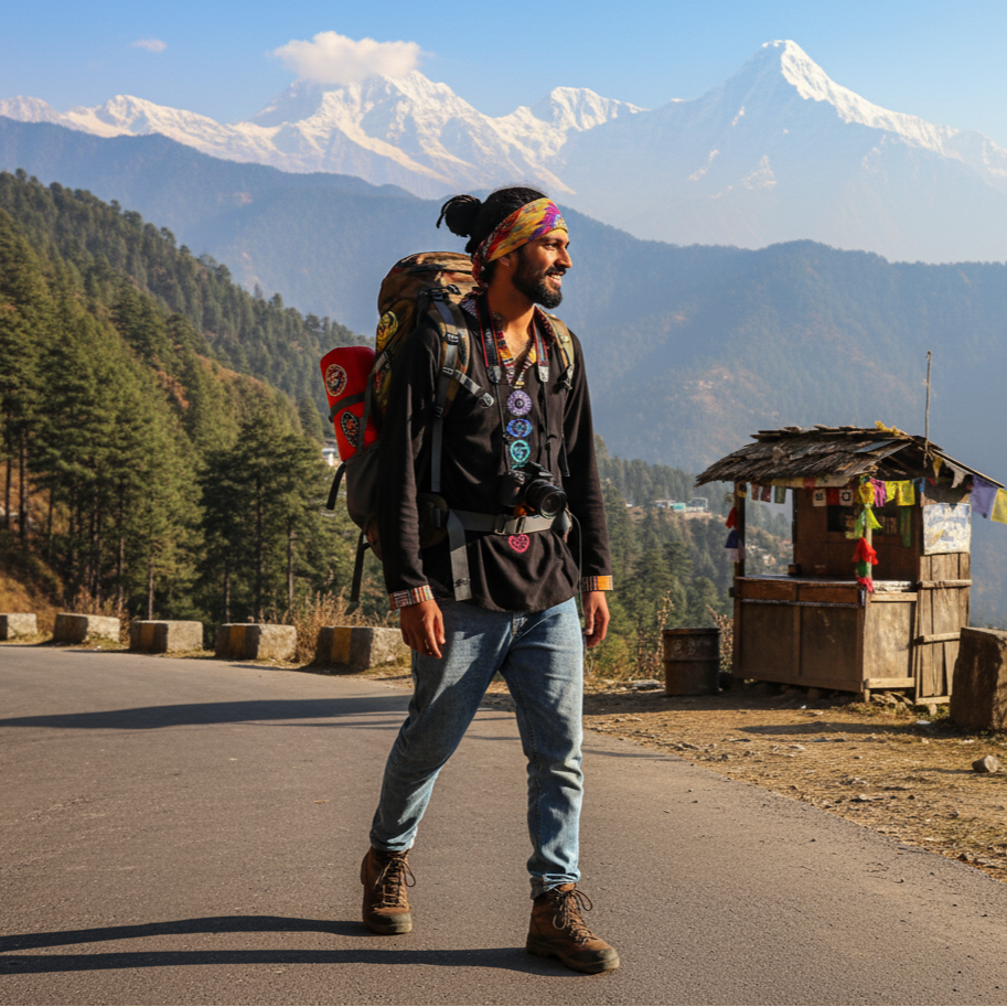 7 Chakra Kurta - Black (Mulicolour Chakra)