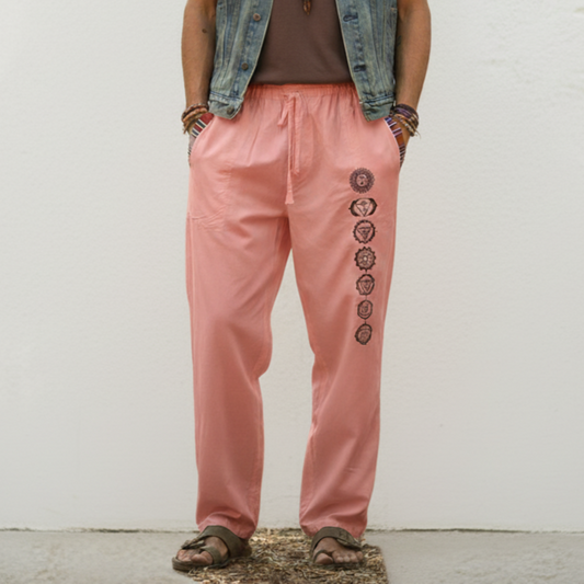 7 Chakra Pants b&w- Peach