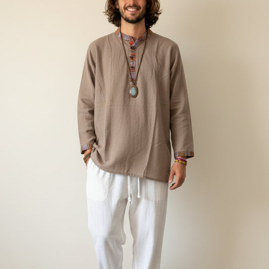 Nepali Kurta - Chocolate Brown
