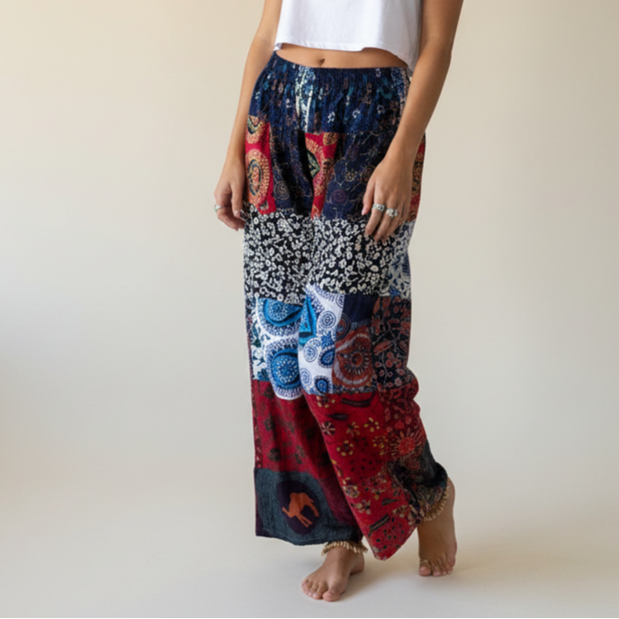 Cotton Patchwork  Pants- Mix Print (Palazzo Style)