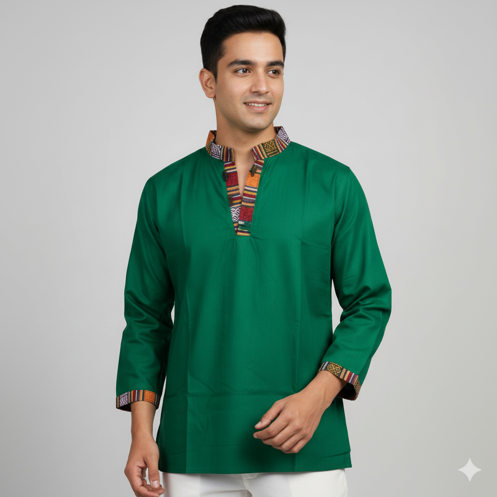 Nepali Kurta - Dark green