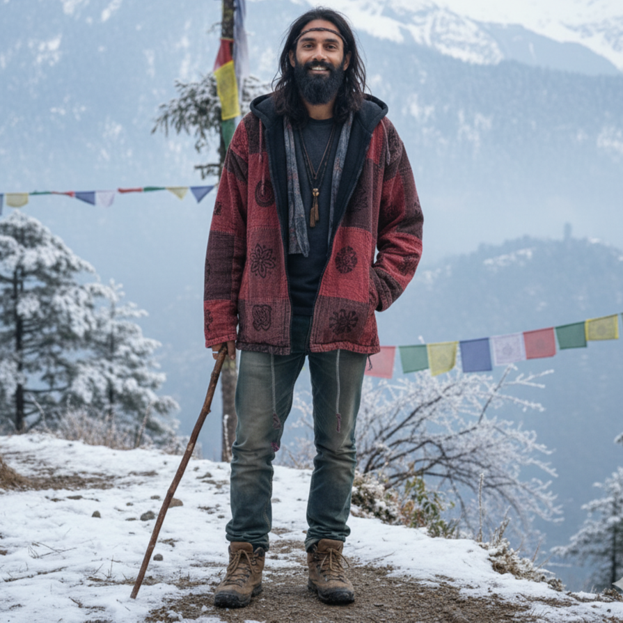 Pahadi Nepali Jacket - Vintage Wine