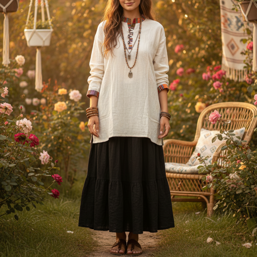 Nepali Kurta - Cream