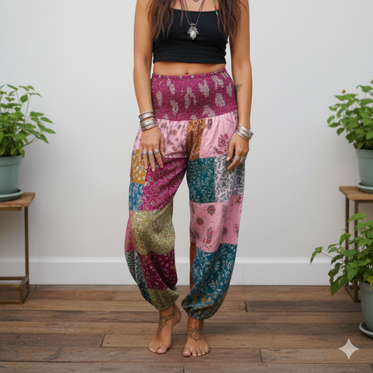 Cotton Patchwork Pants - Kansai Pattern