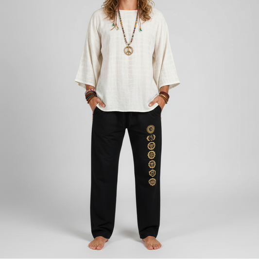 7 Chakra Pants - Black ( Golden )