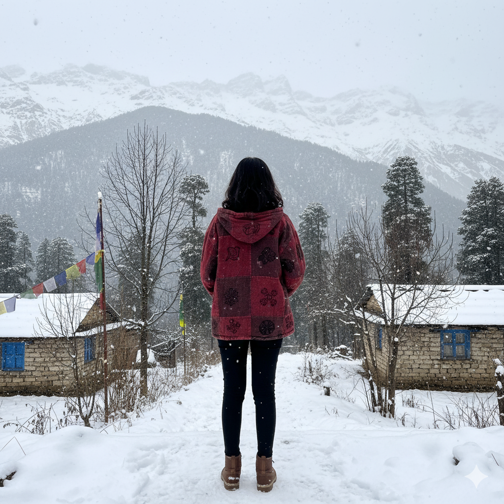 Pahadi Nepali Jacket - Vintage Wine