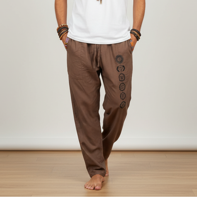 7 Chakra Pants b&w- Coffee