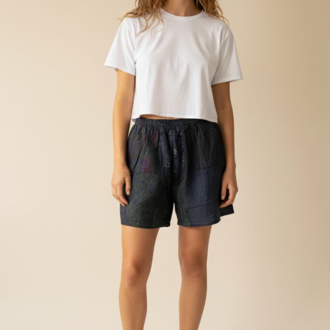 Patchwork Shorts - Black