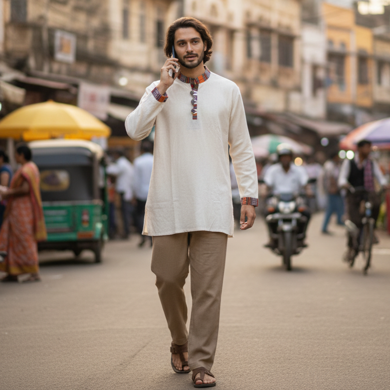 Nepali Kurta - Cream
