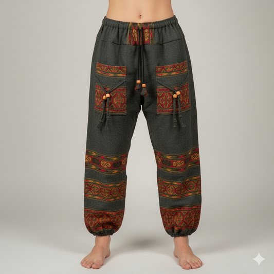 Woollen Kullu 3 Patti Pants- Green