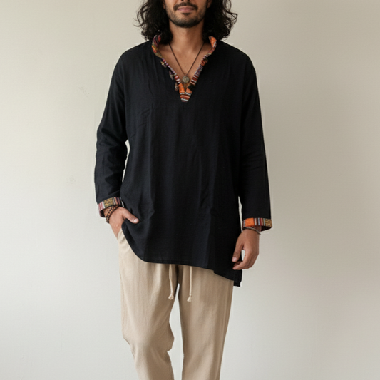 Nepali Kurta - Black