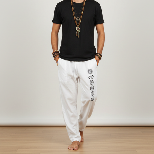 7 Chakra Pants b&w - White