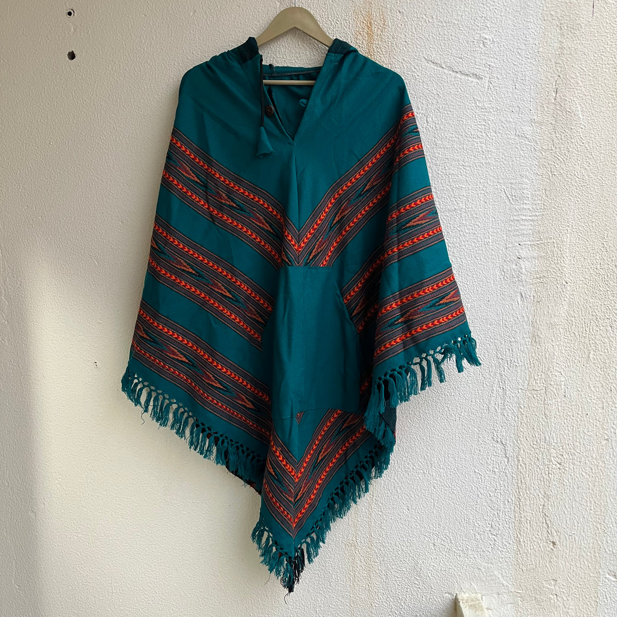 Pahadi Poncho 3 Patti with Hood - Firozi