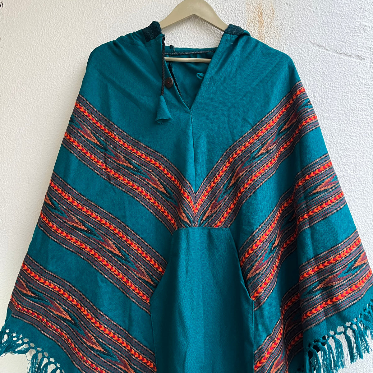 Pahadi Poncho 3 Patti with Hood - Firozi