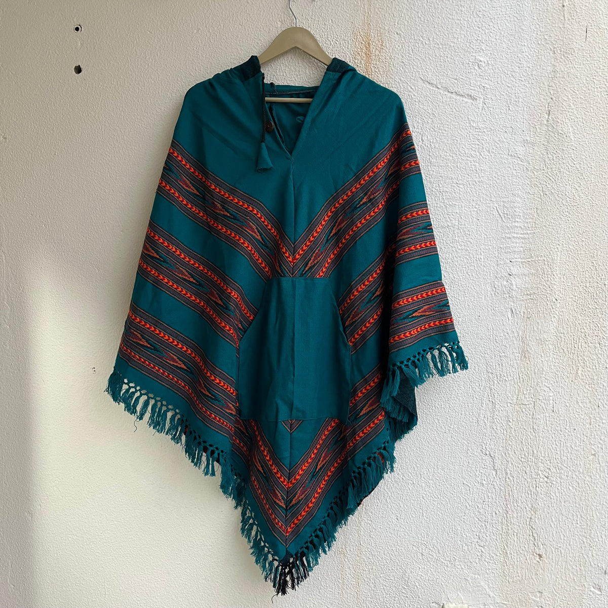 Pahadi Poncho 3 Patti with Hood - Firozi