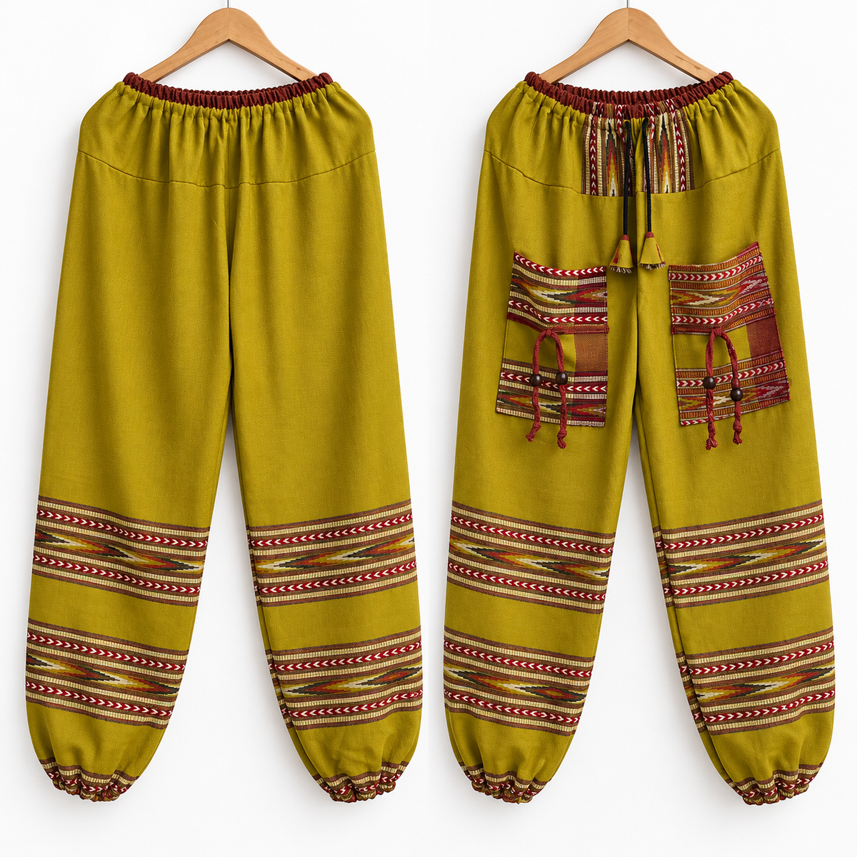 Woollen Kullu 3 Patti Pants- Green