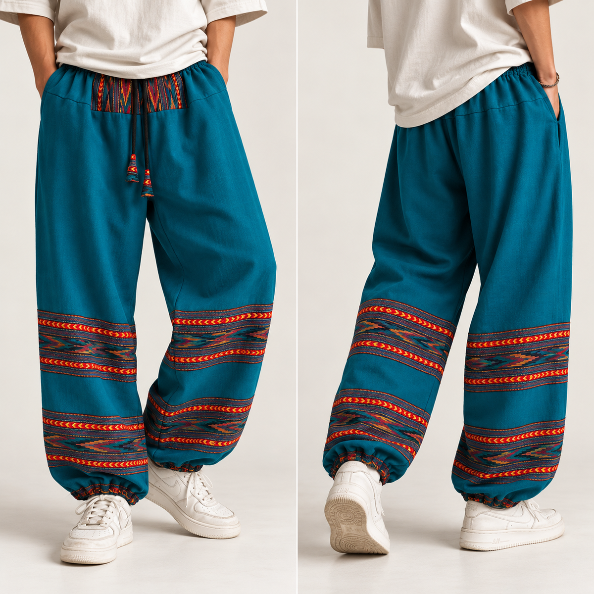 Woollen Kullu 3 Patti Pants- Firozi